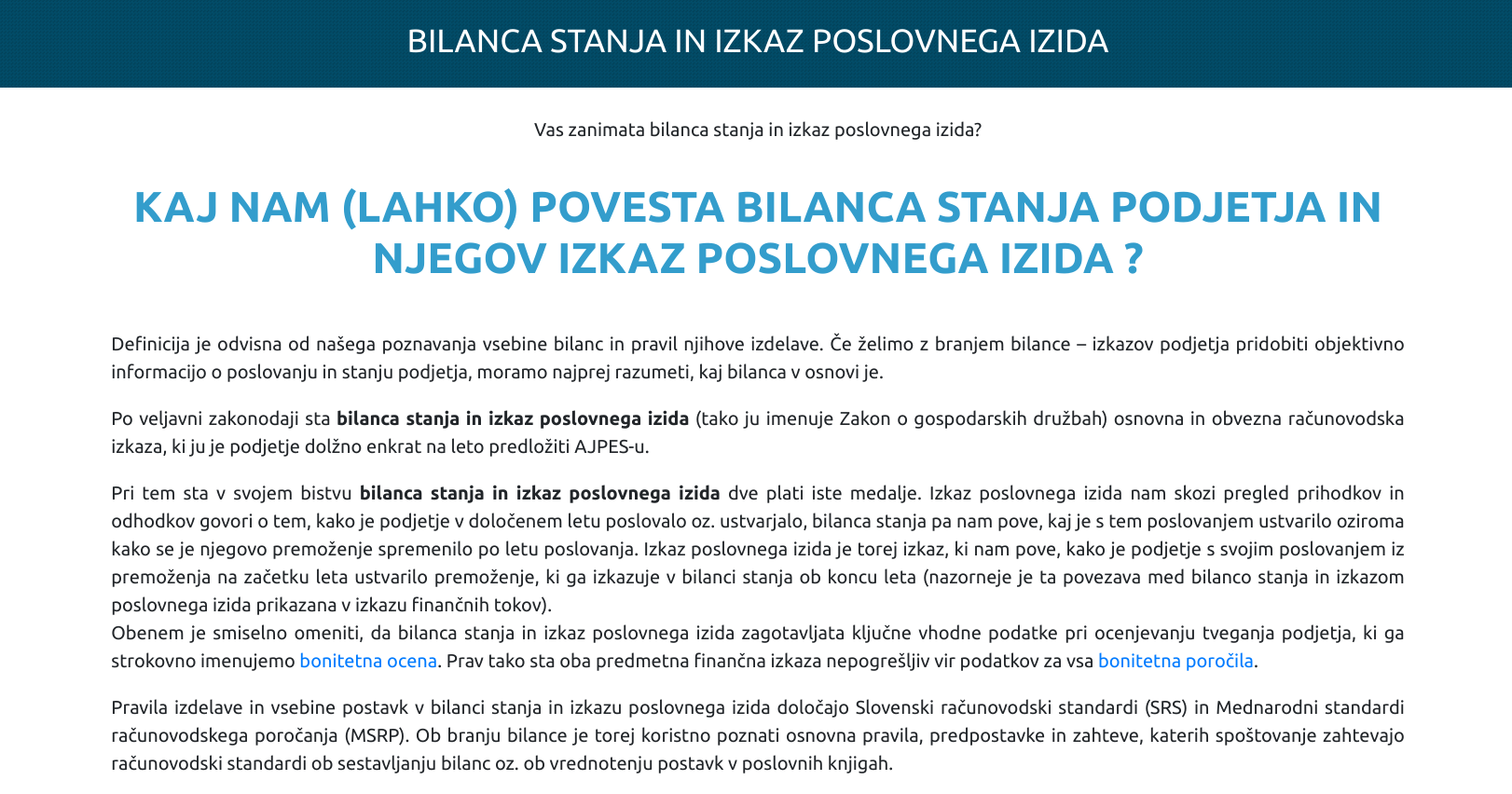 digitalni marketing izobraževanje - bilanca stanja